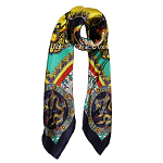 Seidentuch, Damentuch Seide, 105x105cm, blau, grün, gelb, rot